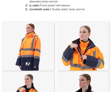 Alaska Hi-Vis 5 in 1 Parka Neon Turuncu - Lacivert
