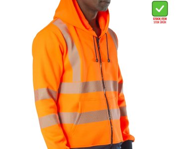 Alaska Hi-Vis Fermuarlı Kapüşonlu Sweatshirt Neon Turuncu