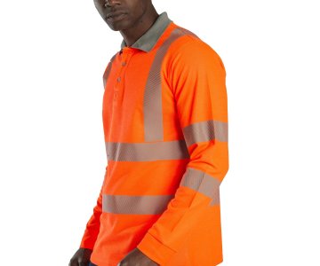 Alaska Hi-Vis Uzun Kollu Polo T-Shirt Neon Turuncu