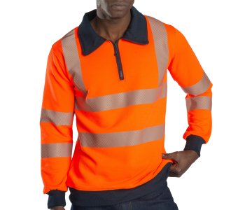 Alaska Hi-Vis Yarım Fermuarlı Sweatshirt Neon Turuncu