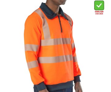 Alaska Hi-Vis Yarım Fermuarlı Sweatshirt Neon Turuncu