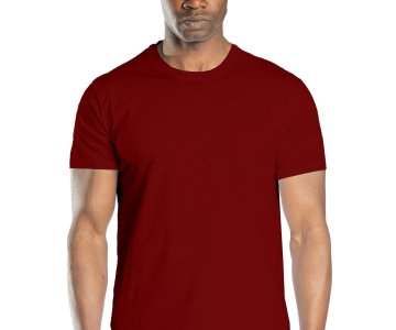 Regular Basic Bisiklet Yaka T-Shirt Bordo